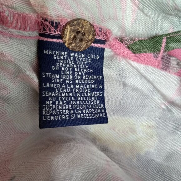 Havana Jacks Cafe Size 3X Hawaiian Shirt Womens Floral Pink Tiki Coconut Buttons - Picture 6 of 7